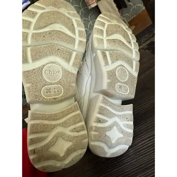 Chloé White Lambskin Leather Sonnie Western High Top Sneakers Sz. 36 - Picture 6 of 11